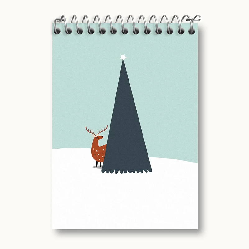 دفتر یادداشت 50 برگ خندالو طرح گوزن و کاج کد N2556