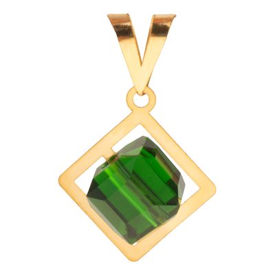 نقد و بررسی آویز گردنبند طلا 18 عیار زنانه ناریا مدل مکعب رنگ سبز توسط خریداران