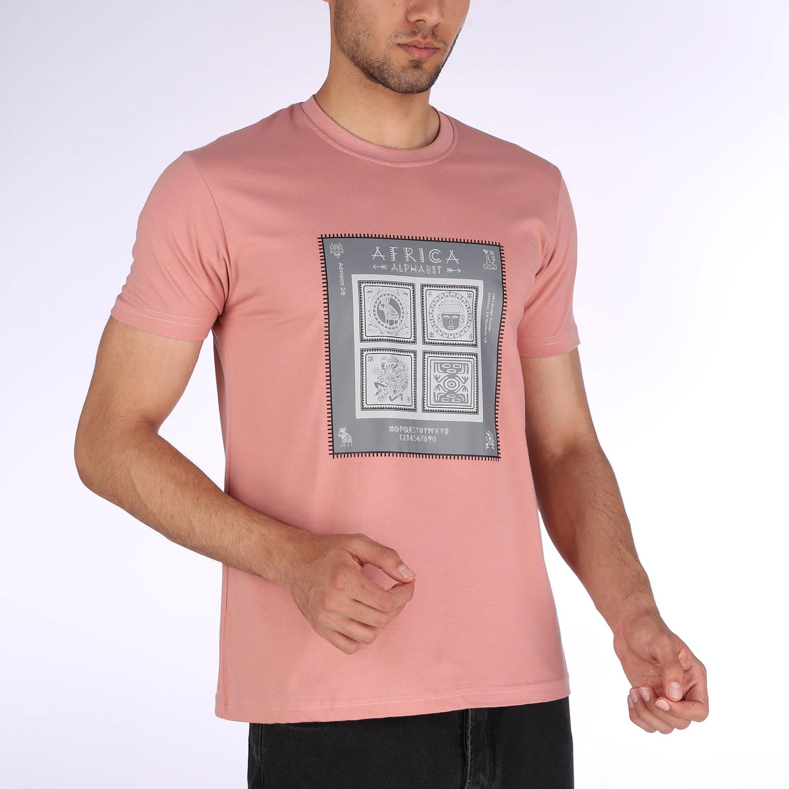 تی‌شرت آستین کوتاه مردانه مدل M117 رنگ صورتی -  - 1