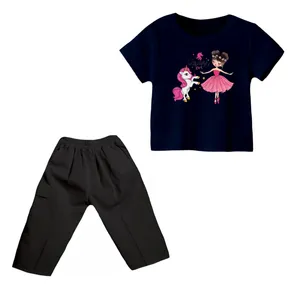 ست تی شرت و شلوارک دخترانه مدل یونیکورن کد ۹