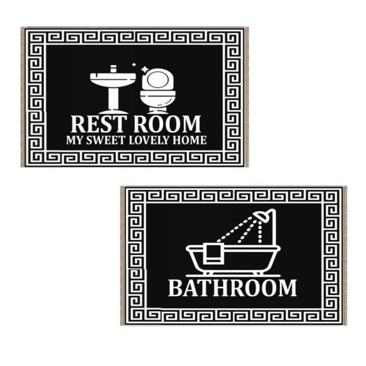 پادری طرح حمام وسرویس بهداشتی کد 45 سایز 50×80 سانتیمتر مجموعه دوعددی