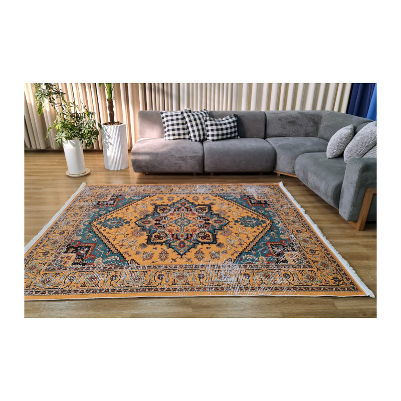 فرش پارچه‌ای مدل سنتی وینتیج مهرگان