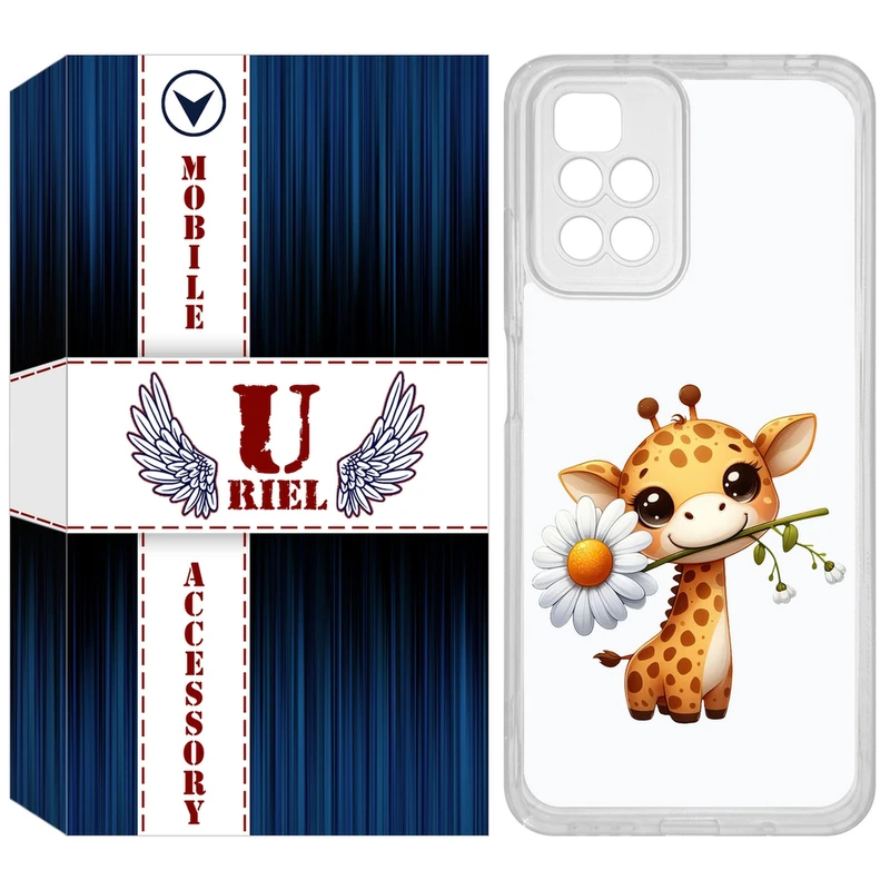 کاور یوریل مدل Clear کد 38 طرح زرافه مناسب برای گوشی موبایل شیائومی Redmi 10 / 10 Prime