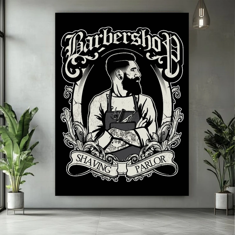 پوستر پارچه ای طرح مخمل barbershop مدل shaving کد PY267