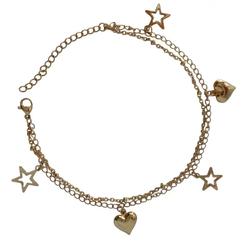 پابند زنانه مدل دو زنجیره ماه و ستاره