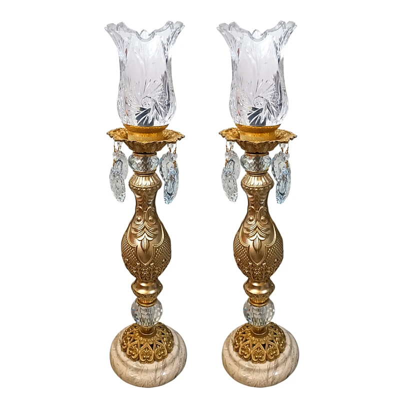 شمعدان برنجی مدل الینا کد S-4290 بسته دو عددی 