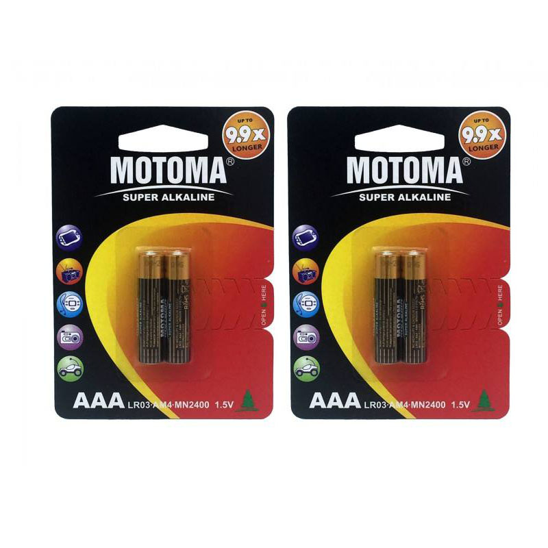 باتری نیم قلمی موتوما مدل سوپر آلکالاین بسته 4 عددی 