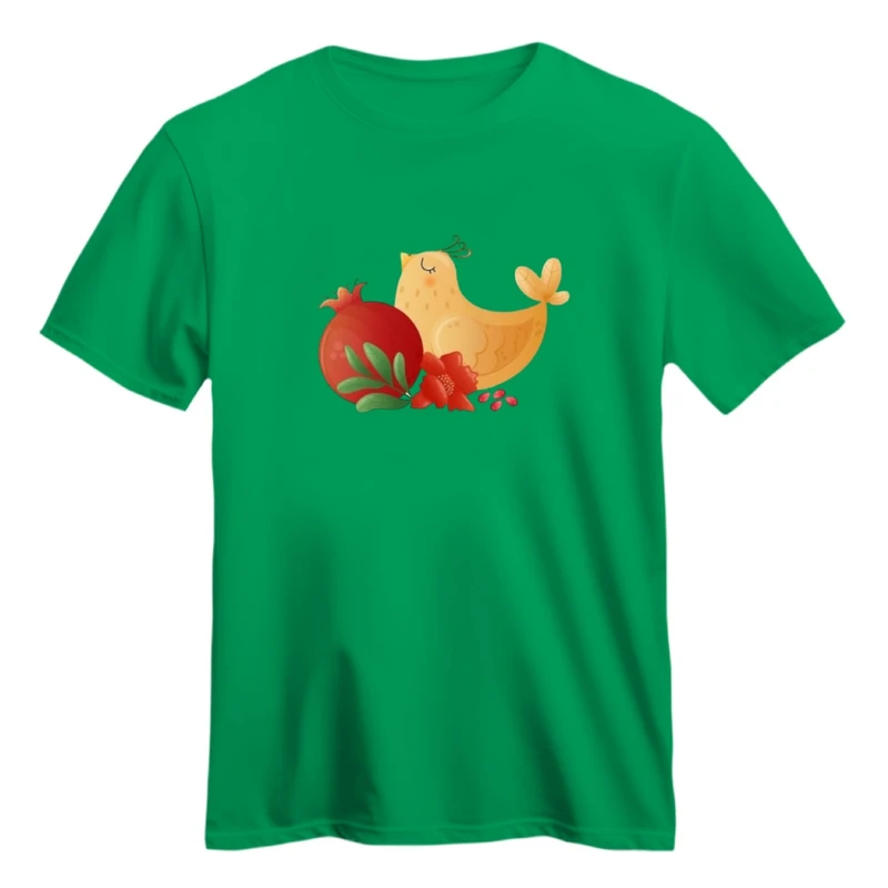 تی شرت آستین کوتاه زنانه مدل انار یلدایی کد 7