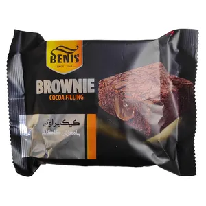 کیک براونی با مغز کرم کاکائو بنیس - 80 گرم بسته 24 عددی