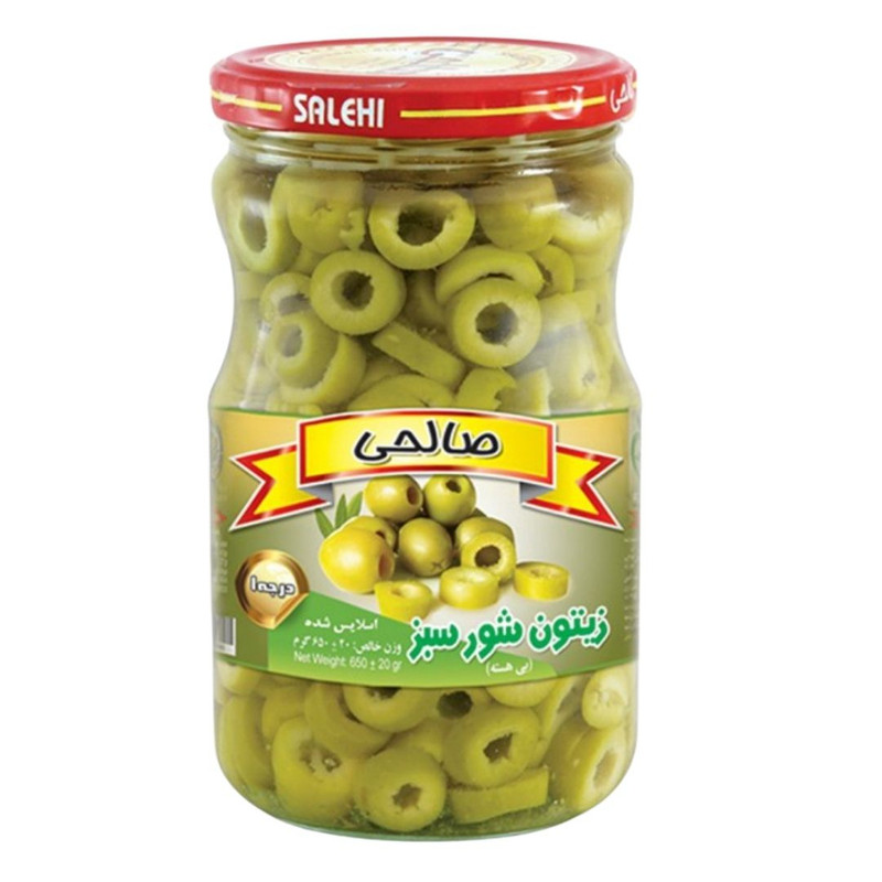 زیتون شور سبز پاستوریزه اسلایس صالحی - 650 گرم مجموعه 4 عددی