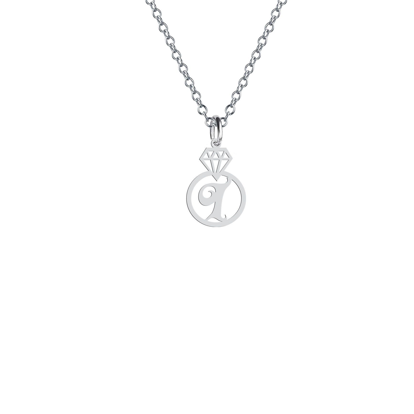 گردنبند هایکا طرح الماس و حرف I مدل s.ha2-843