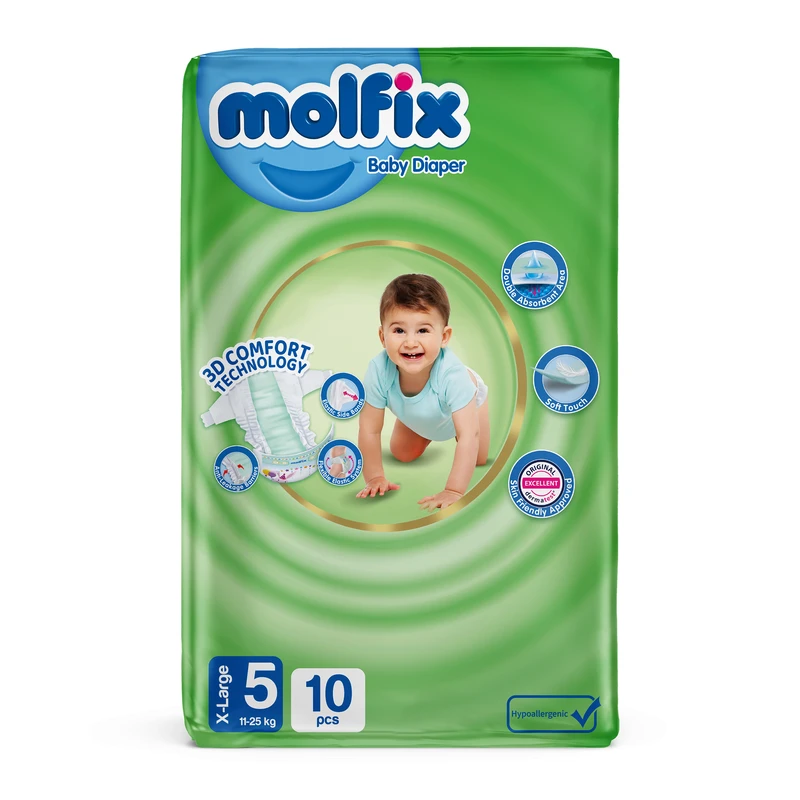 پوشک مولفیکس مدل New Diaper سایز 5 بسته 10 عددی