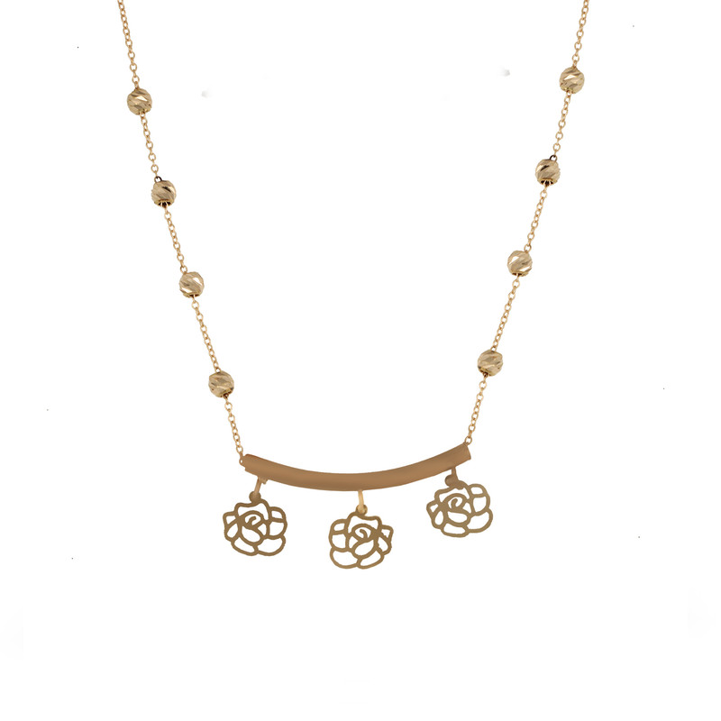 گردنبند طلا 18 عیار زنانه با طرح البرنادو طلاجات مدل گل کد 1021