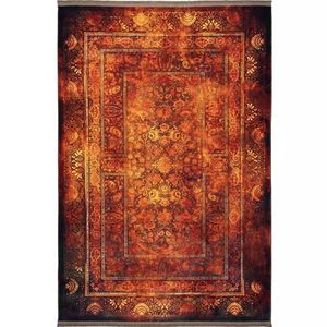 فرش ماشینی 1200 شانه زمینه و حاشیه لاکی طرح هلنا کد809035