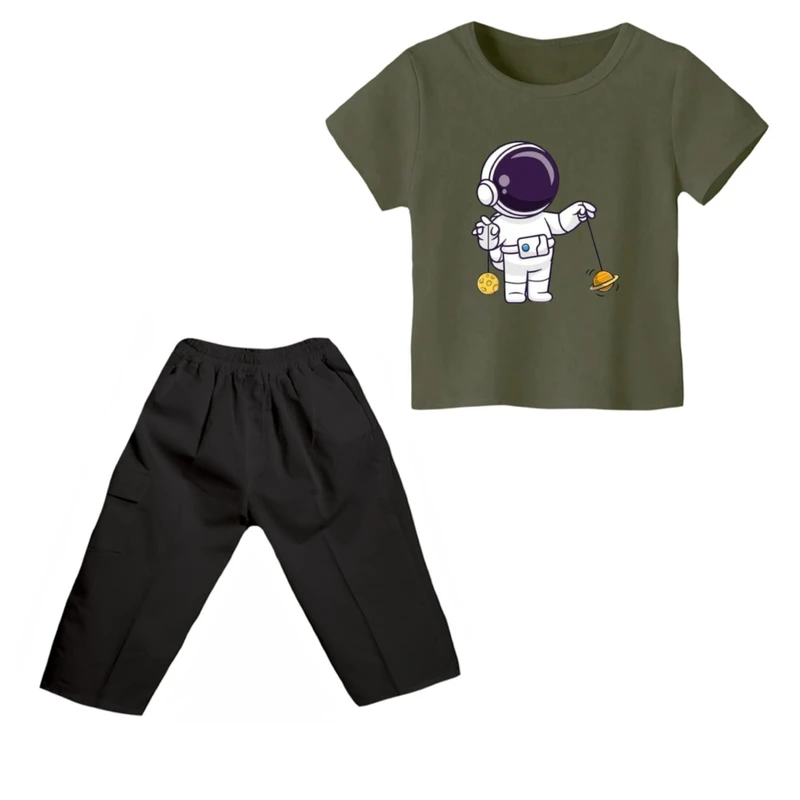 ست تی شرت و شلوارک پسرانه مدل فضانورد کد ۲