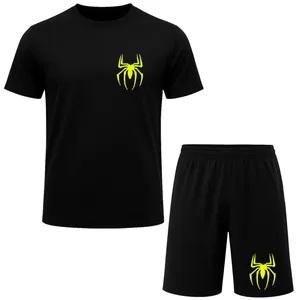 ست تیشرت آستین کوتاه و شلوارک راحتی مردانه مدل A33 طرح عنکبوت