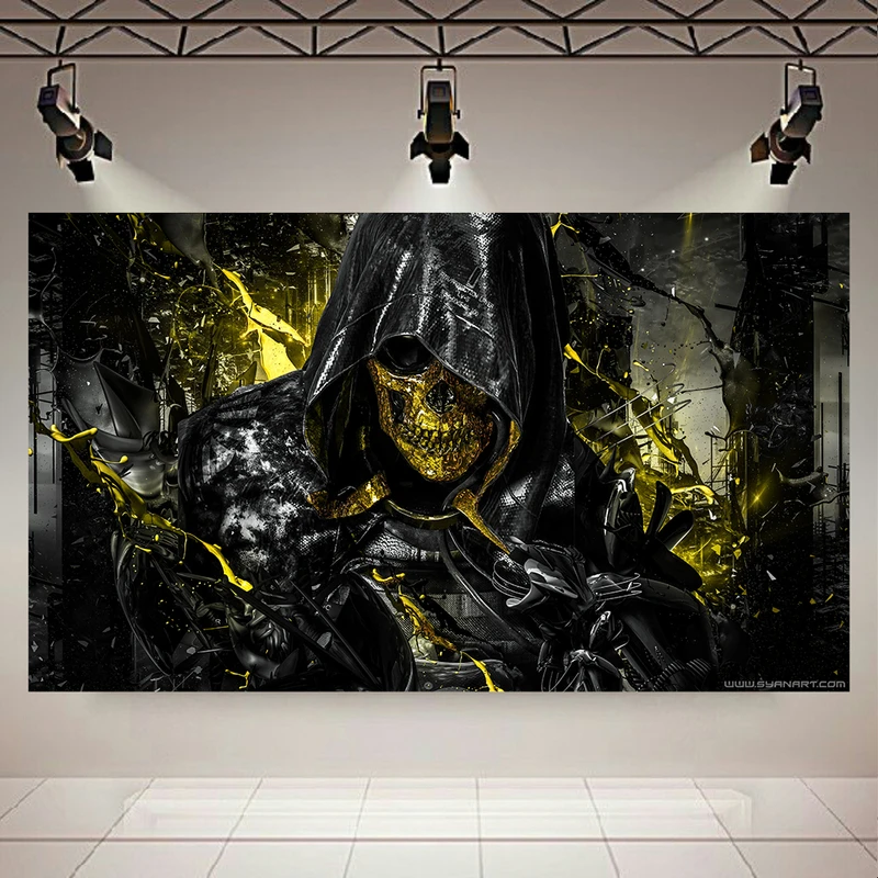 تابلو بوم طرح مخمل طرح جمجمه مدل گیم Death Stranding کد AR30360