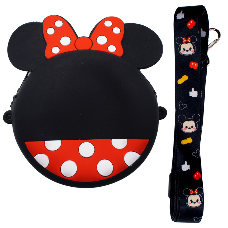 کیف لوازم جانبی رامیلا مدل سیلیکونی فانتزی طرح Silicon_Minnie Mouse+C به همراه بند