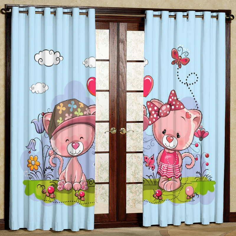 پرده مدل اتاق کودک مخمل پانچی طرح کارتونی کد 4352T2 سایز 200x140 سانتی متر