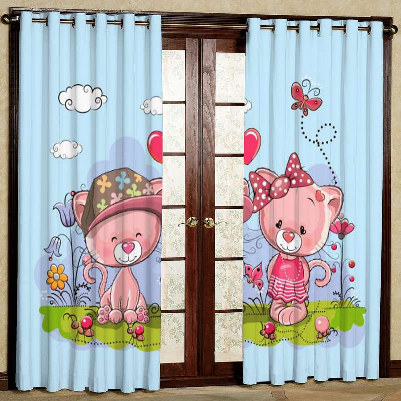 پرده طرح کودک خرس مدل مخمل پانچی کد 4352 W سایز 140x200 سانتی متر