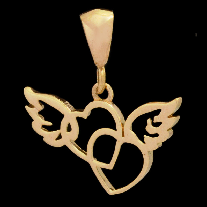 آویز گردنبند طلا 18 عیار زنانه طلای مستجابی طرح قلب و بال کد T2419