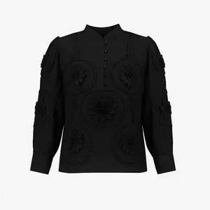 شومیز آستین بلند یقه گرد زنانه مدل ۲۰۳۸