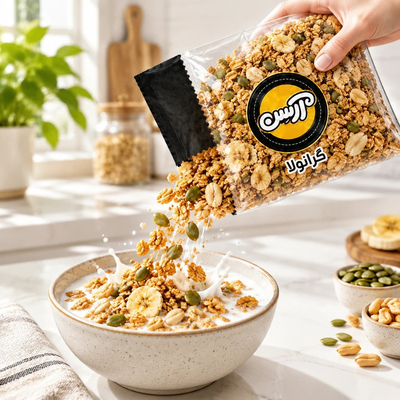 گرانولا رژیمی جودوسر با طعم عسل و مغز آرسن - 200 گرم 
