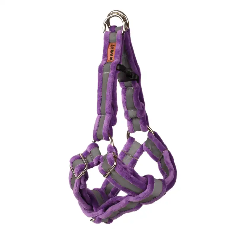 قلاده کتفی و گردنی و بند قلاده سگ طرح مخملی مدل شبرنگی کد m014