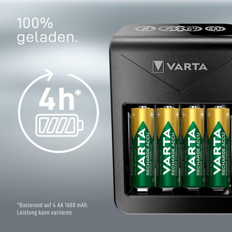 شارژر باتری وارتا مدل LCD PLUG CHARGER به همراه دوعدد باتری نیم قلمی