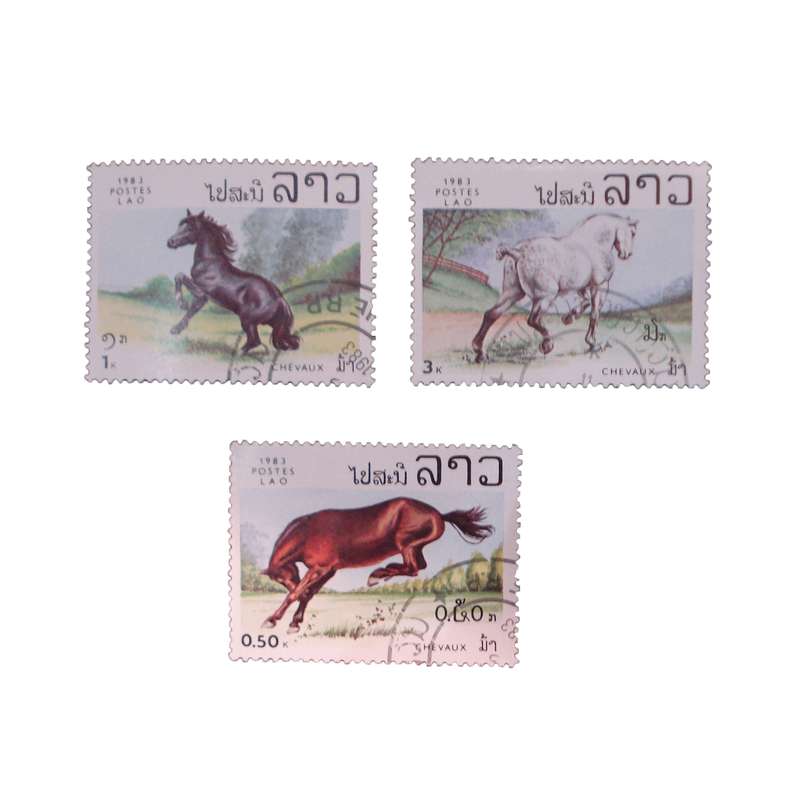 تمبر یادگاری مدل اسب کد DS1567 مجموعه 3 عددی