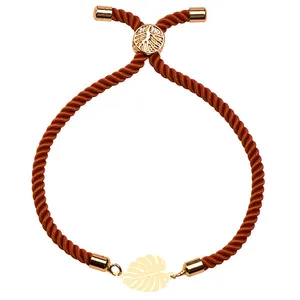 دستبند طلا 18 عیار دخترانه کرابو طرح برگ انجیر مدل Krd1671