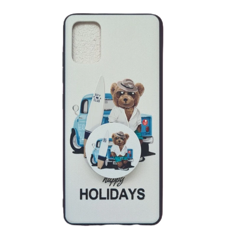 کاور طرح خرس کد 512 مناسب برای گوشی موبایل سامسونگ Galaxy A51 به همراه پاپ سوکت