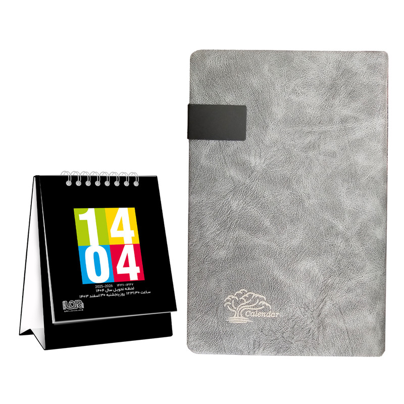سالنامه سال 1404 طرح چرم ترمو مدل 117006321 به همراه تقویم رومیزی