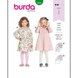 الگو خیاطی مانتو و پیراهن دخترانه مجله بوردا استایل کد 9332 متدمولر سایز 2 تا 7 سال