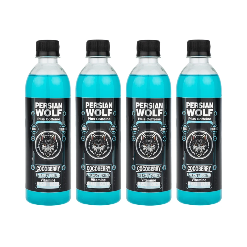 نوشیدنی انرژی‌زا بلوبری، نارگیل پرشین وولف پلاس - 500 میلی‌لیتر بسته 4 عددی