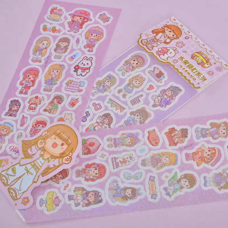 برچسب مدل برش خورده شاین دار طرح فانتزی دخترانه بسته 3 عددی