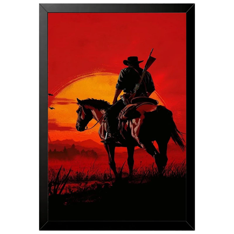 تابلو بکلیت طرح گیمینگ ردد red dead redemption 2 مدل B-po2274 فریم مشکی
