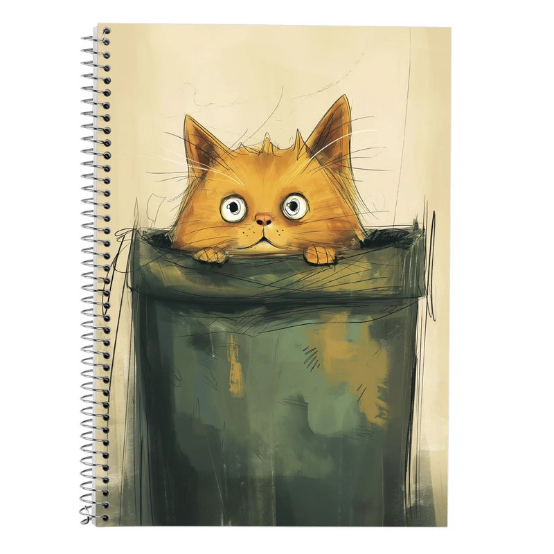 دفتر زبان 50 برگ مدوپد مدل دو خط طرح گربه کد DF14748