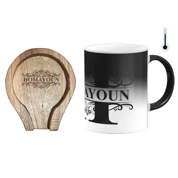 ماگ حرارتی گالری وبفر مدل اسم همایون به همراه زیر لیوانی