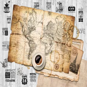 پوستر دیواری سه بعدی مدل نقشه فنجان قهوه کد DVRF1875