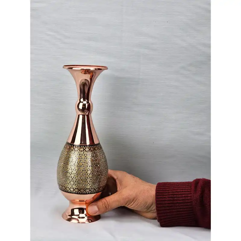 گلدان خاتم کاری مسی کد 25c