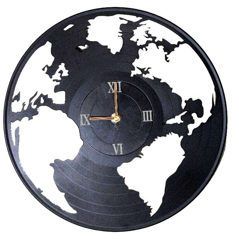 ساعت دیواری مدل صفحه گرامافونی طرح نقشه کد 01