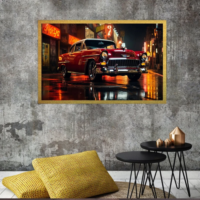 تابلو بکلیت طرح ماشین کلاسیک مدل قاب شاسی T-S8935