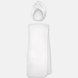 حوله استخری مدل دکلته کد 221 سایز 136×80 سانتی متر به همراه حوله کلاهی
