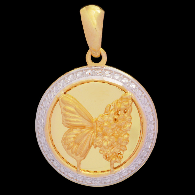 آویز گردنبند طلا 18 عیار زنانه طلای مستجابی طرح گل و پروانه آوا کد 2369541