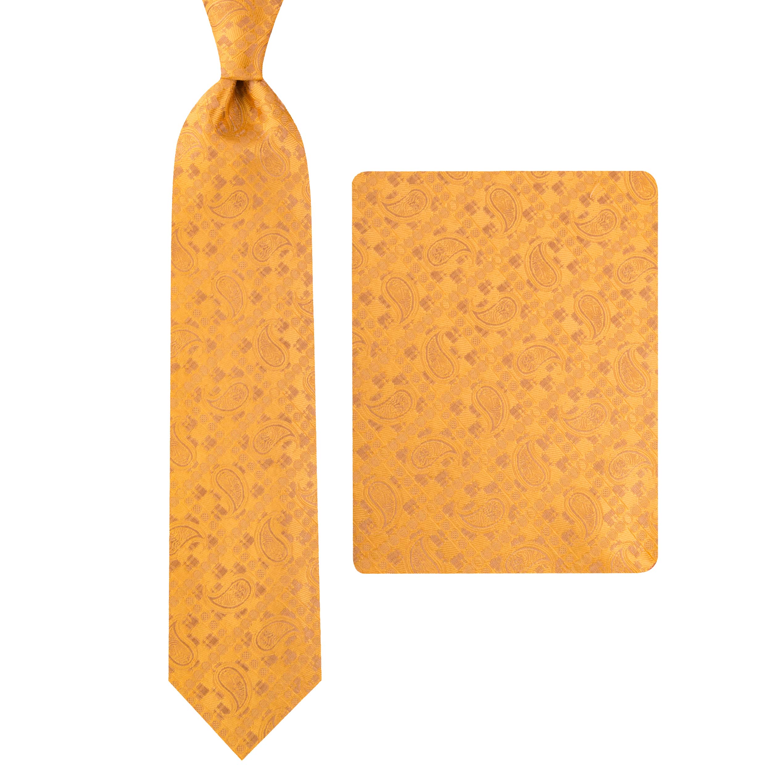 ست کراوات و دستمال جیب مردانه مدل GF-PA1267-GO