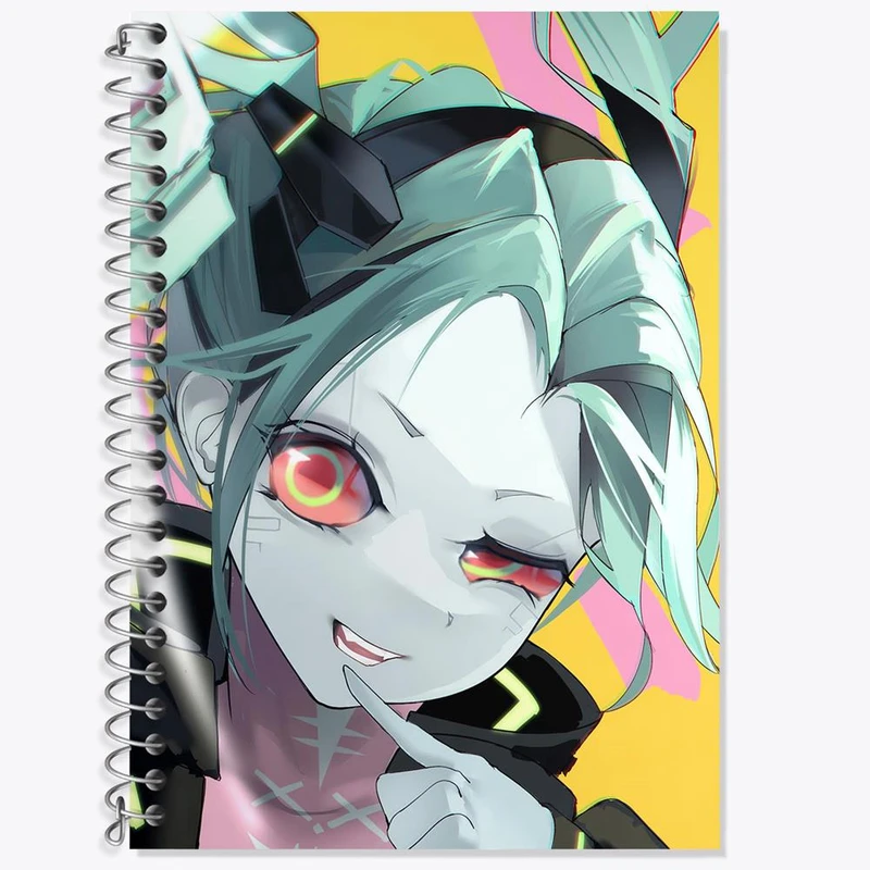 دفتر زبان 50 برگ خندالو مدل دو خط طرح ربکا انیمه سایبرپانک کد 23999