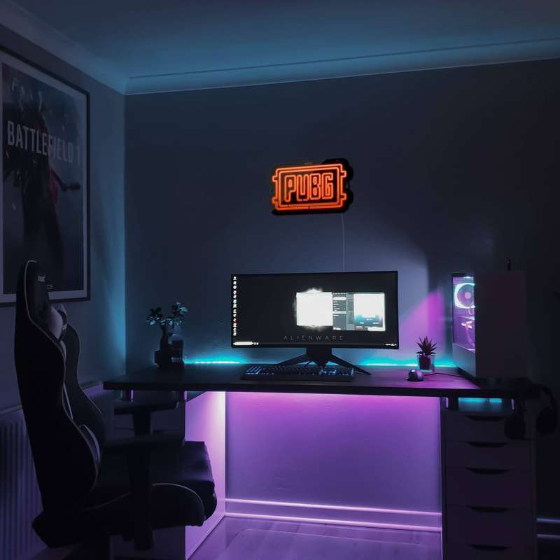 چراغ دیواری نئون دیزاین مدل Pubg-Logo-BL_ORG