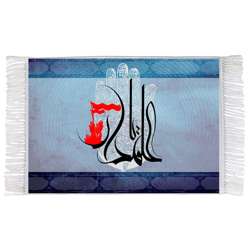 فرش ماشینی دیوارکوب اطلس آبی مدل علمدار کد T4674