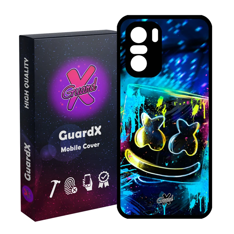 کاور گارد ایکس طرح Marshmello مدل Glass10104 مناسب برای گوشی موبایل شیائومی Poco F3/MI 11X/MI 11X Pro/Redmi K40/K40 Pro